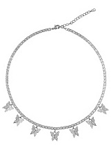 ravishing teensy-weensy silver cz butterfly charm necklace